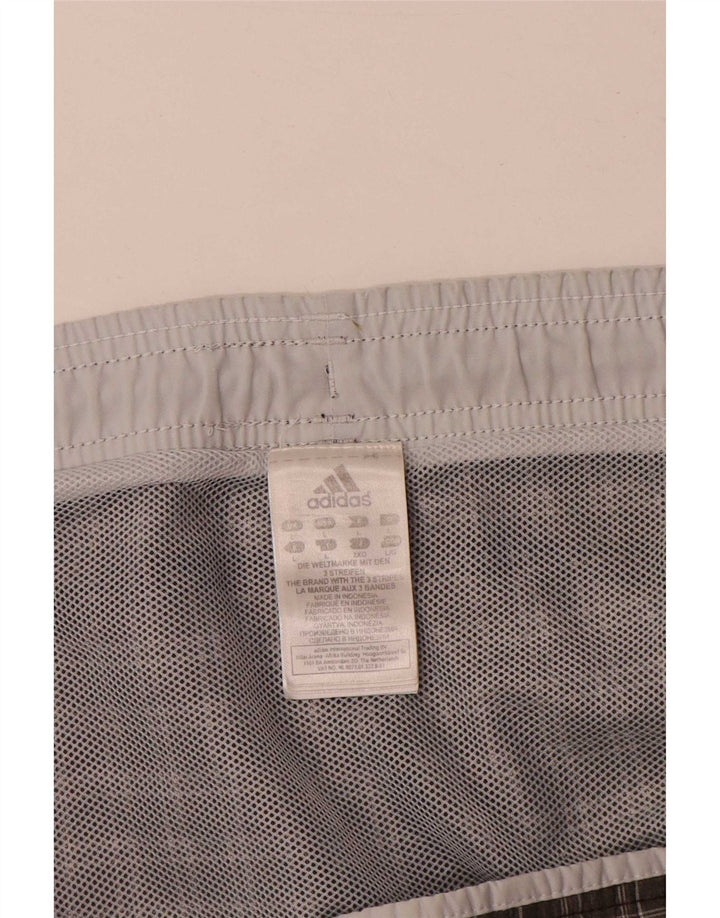 Shorts de natação masculino Adidas grande poliéster xadrez cáqui