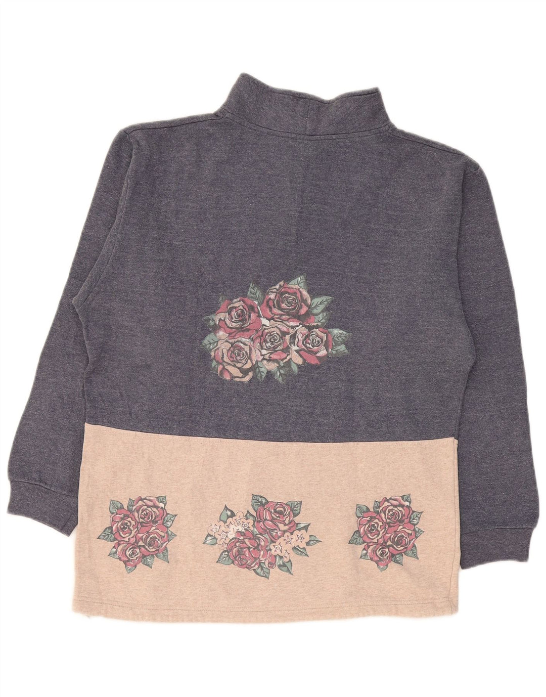 CAMPAGNOLO moletom gráfico feminino jumper UK 18 XL azul marinho floral