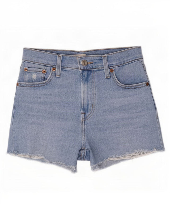 Shorts jeans feminino Levi's desgastado pequeno W26 algodão azul