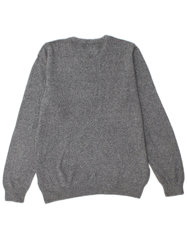 Suéter masculino Marks & Spencer com gola redonda, algodão manchado cinza pequeno