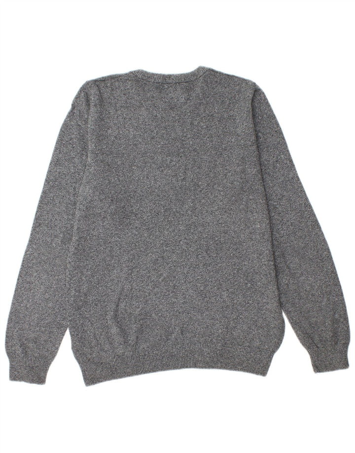 Suéter masculino Marks & Spencer com gola redonda, algodão manchado cinza pequeno
