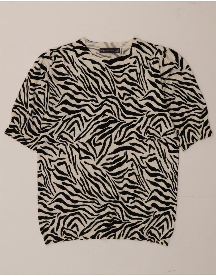 Suéter feminino Marks & Spencer com gola redonda Reino Unido 10 pequeno preto