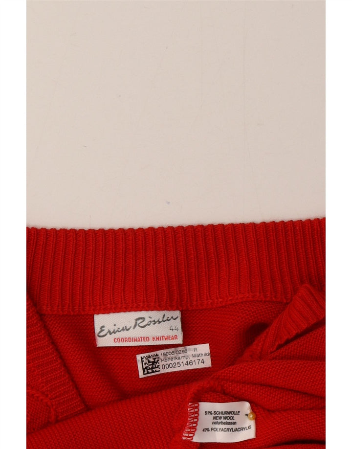 Suéter Cardigan Feminino Vintage EU 44 XL Lã Vermelha