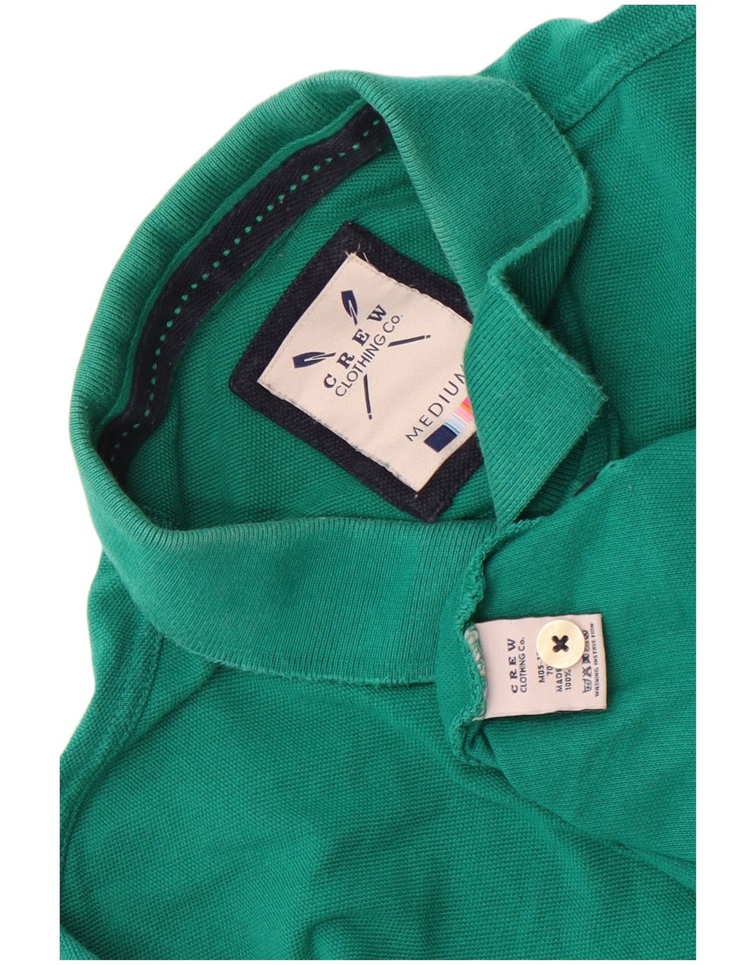 Camisa polo masculina Crew Clothing algodão verde médio