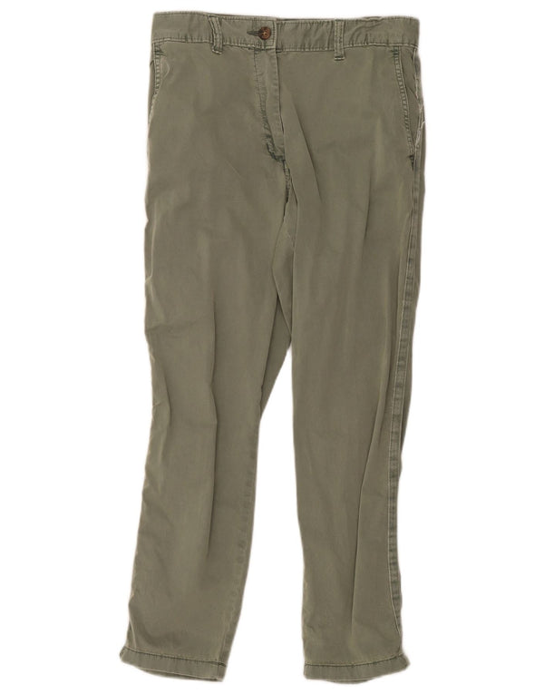 Calça chino reta feminina Marks & Spencer UK 10 pequena W30 L26 cáqui