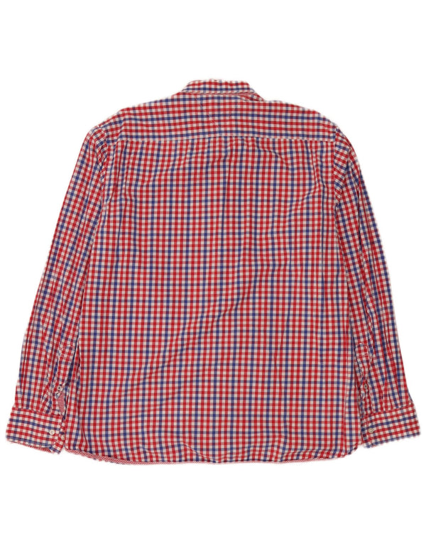 Tommy Hilfiger Mens Custom Fit Camisa XL Vermelho Algodão Gingham