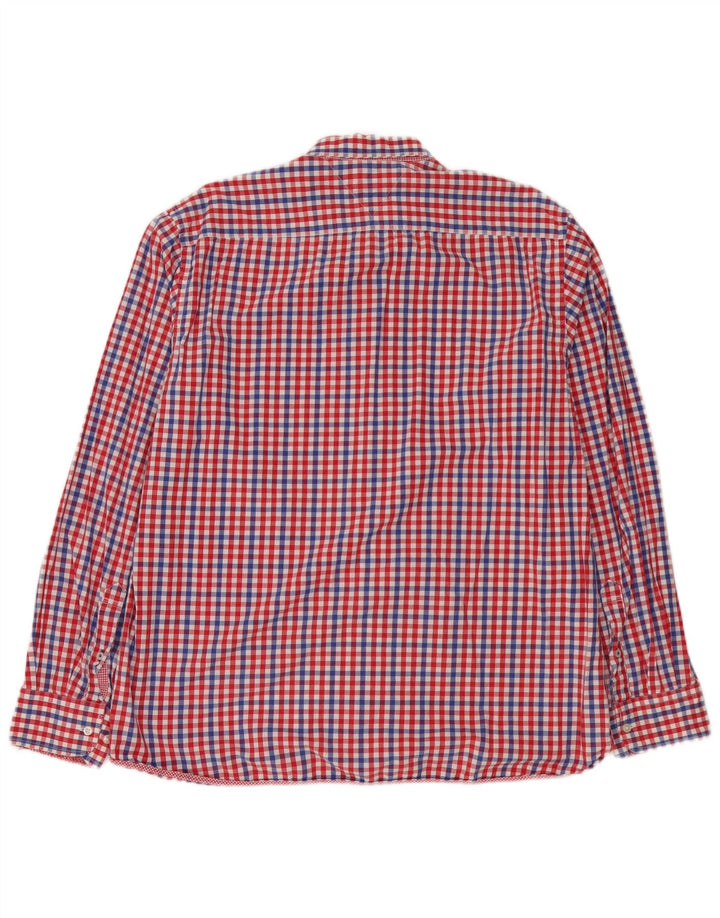 Tommy Hilfiger Mens Custom Fit Camisa XL Vermelho Algodão Gingham