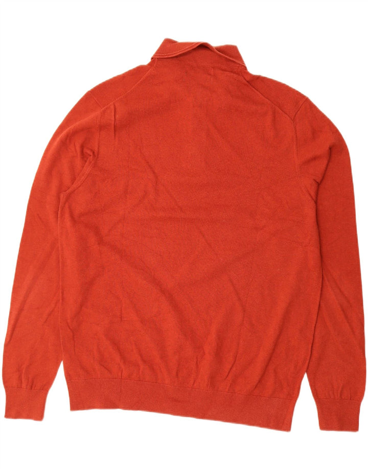 MARKS & SPENCER Suéter masculino com gola polo e algodão vermelho grande