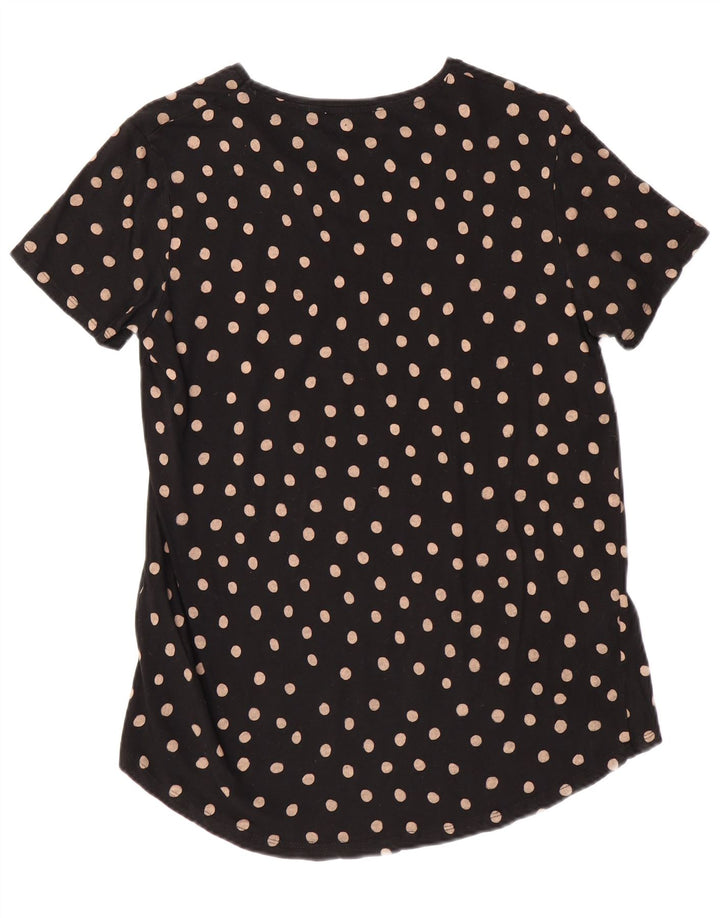 Camiseta feminina ZARA UK 10 pequena bolinha preta algodão