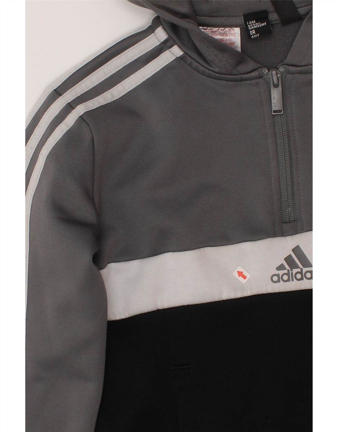 Adidas meninos moletom com capuz 9-10 anos cinza colorblock poliéster