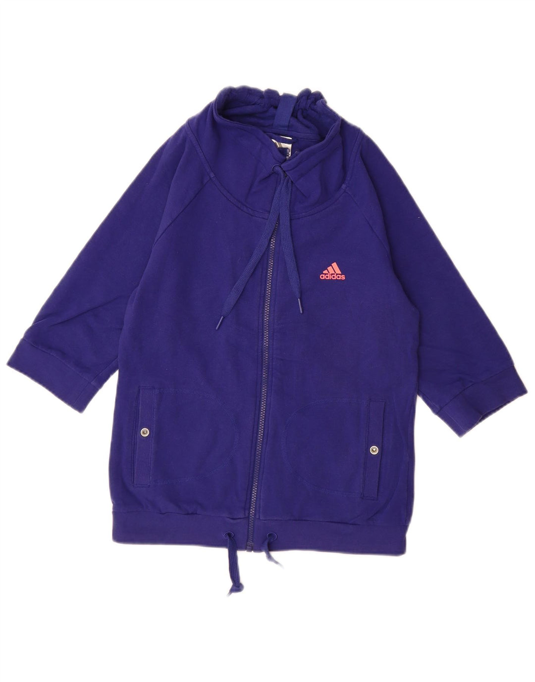 ADIDAS Suéter feminino manga 3/4 UK 10 pequeno azul algodão