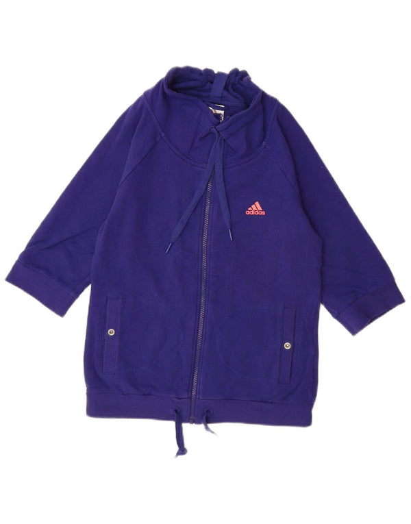 ADIDAS Suéter feminino manga 3/4 UK 10 pequeno azul algodão