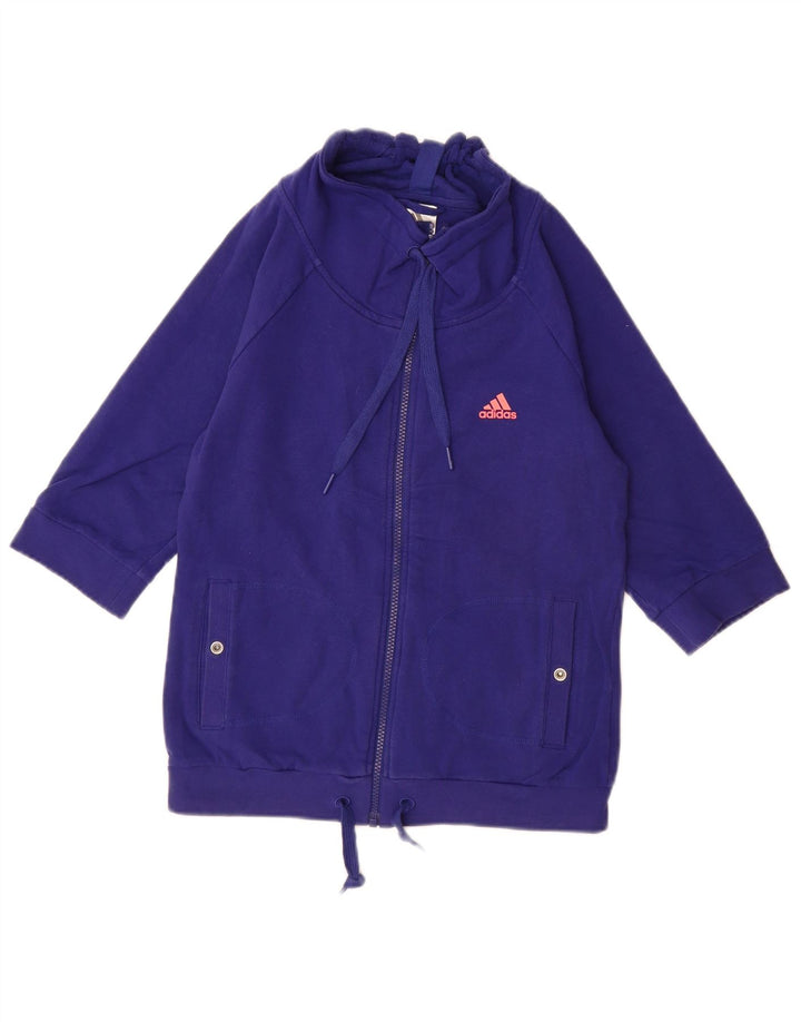 ADIDAS Suéter feminino manga 3/4 UK 10 pequeno azul algodão