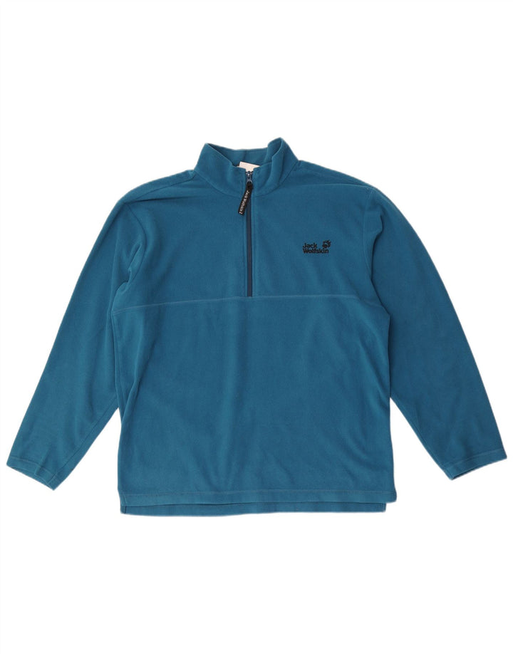 Suéter masculino de lã Jack Wolfskin com zíper e gola UK 36/38 poliéster azul médio