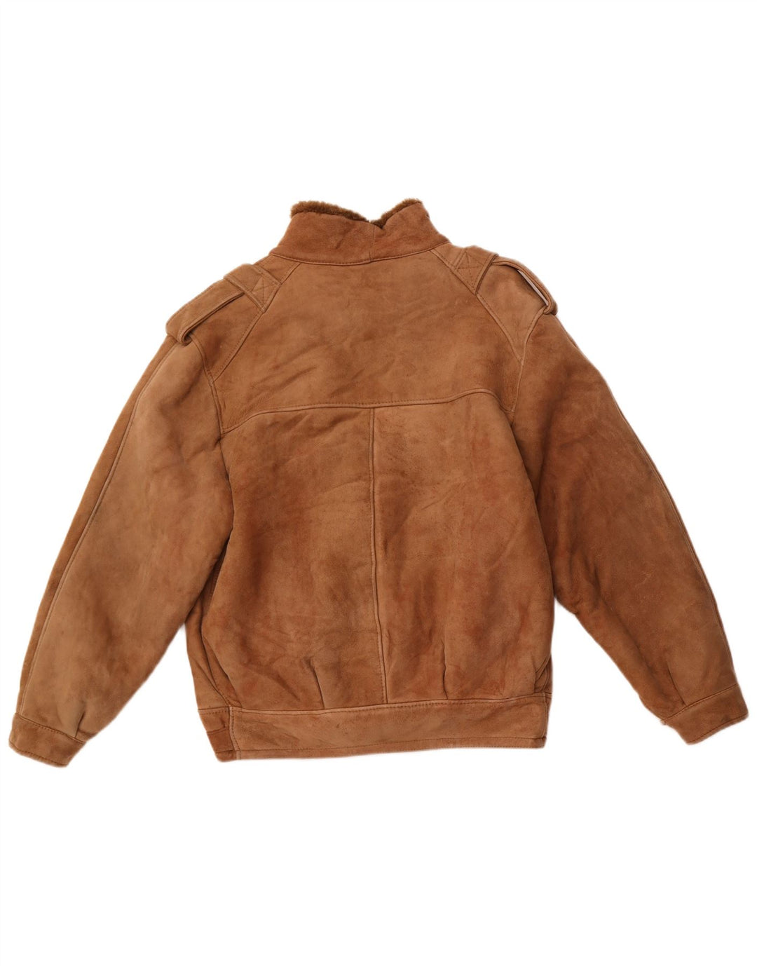 Jaqueta masculina VINTAGE militar de shearling Reino Unido 40 grande marrom