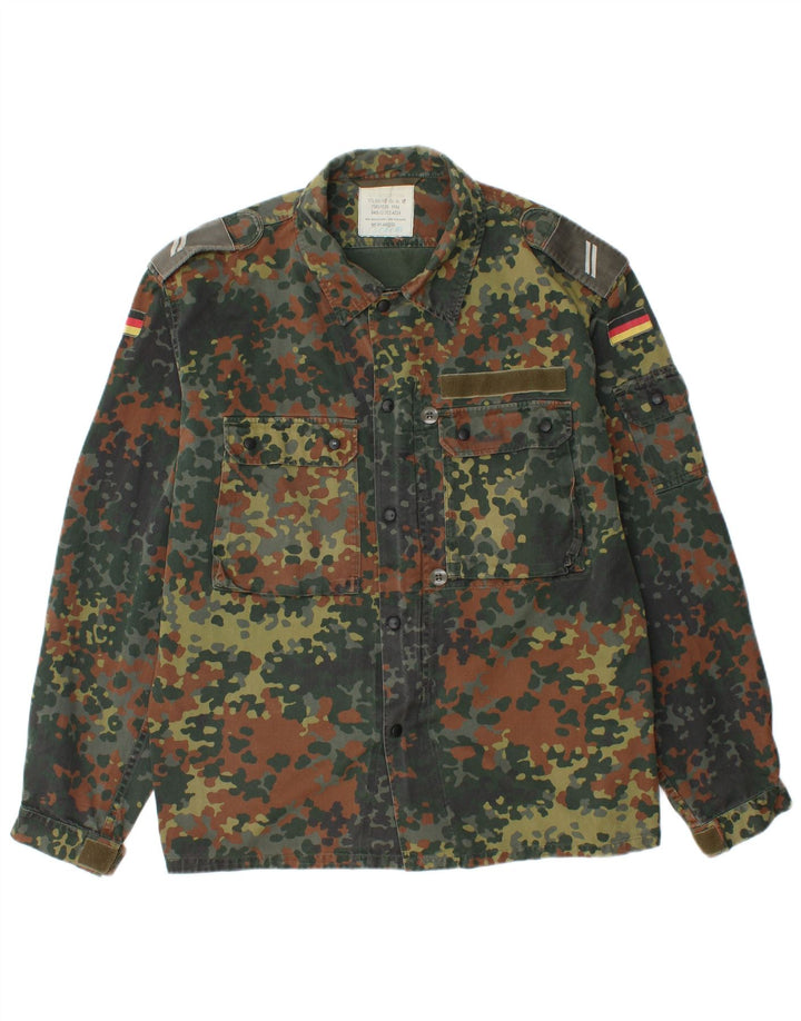 Jaqueta militar masculina vintage Reino Unido 40 grande algodão camuflado cáqui