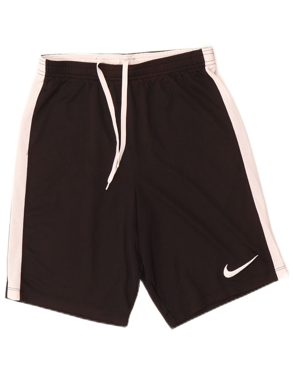 Shorts esportivos masculinos Nike Dri Fit pequenos pretos em poliéster colorblock
