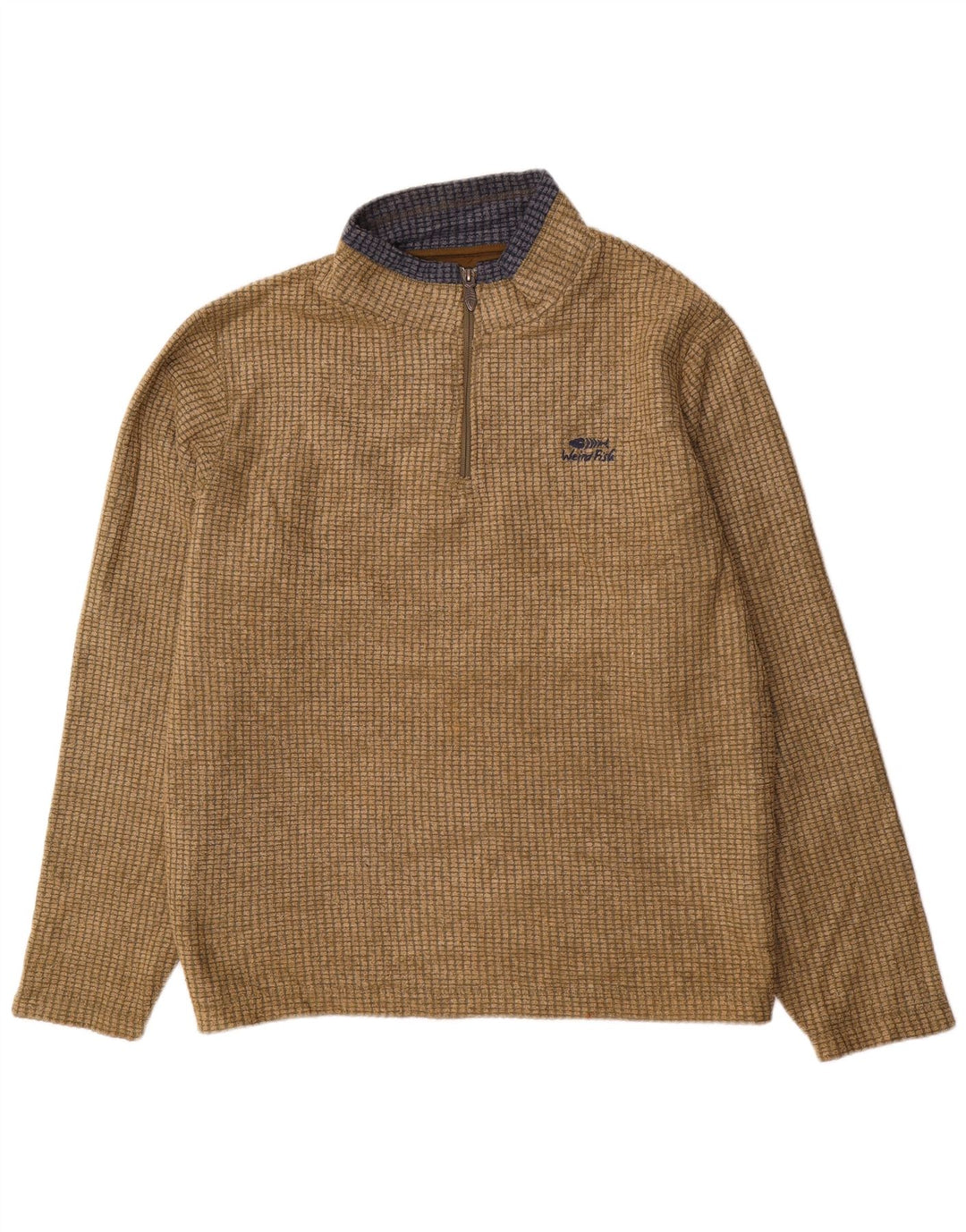 Weird Fish Mens Zip Neck Fleece Jumper 2XL Poliéster cáqui