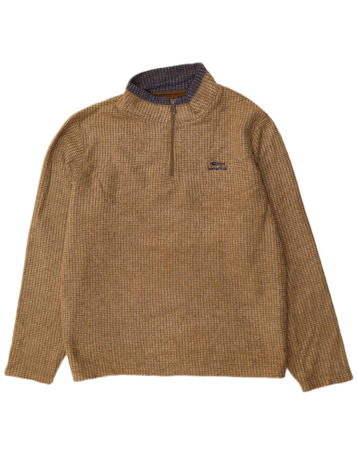 Weird Fish Mens Zip Neck Fleece Jumper 2XL Poliéster cáqui