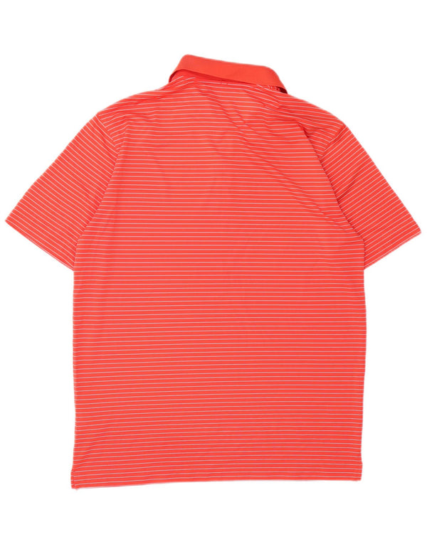 Camisa polo masculina Nike Dri Fit média listrada vermelha de poliéster