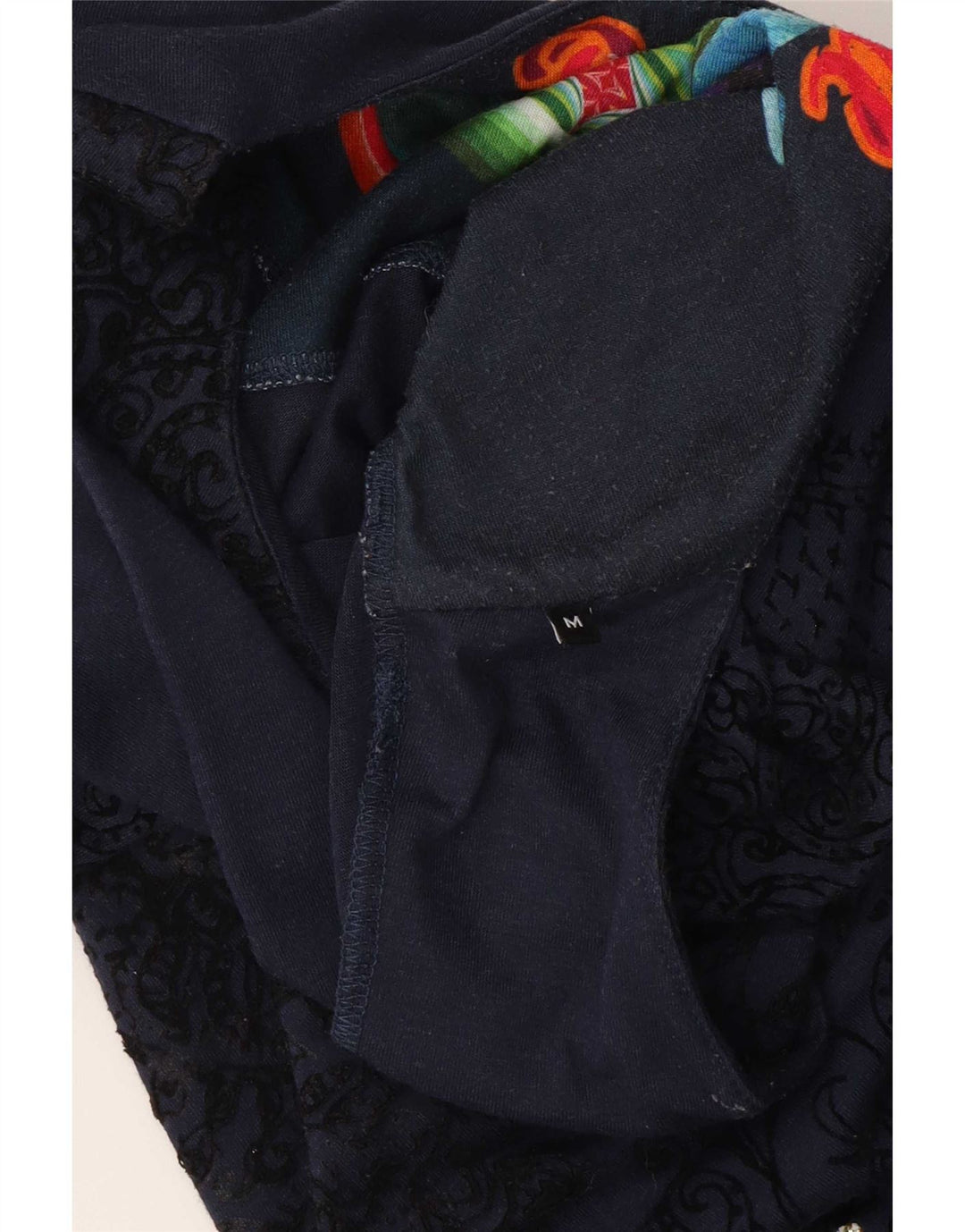 Desigual Vestido feminino estampado de manga comprida em viscose floral azul médio
