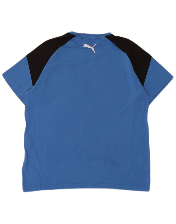 Camiseta masculina Puma Graphic Top médio azul colorblock algodão