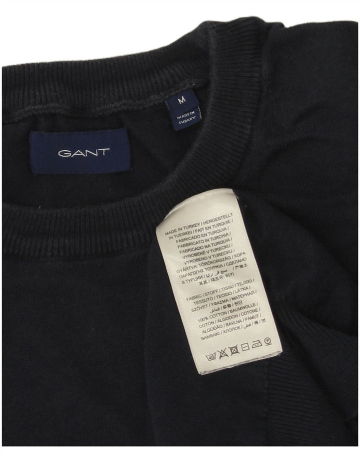 Suéter masculino GANT com gola redonda, algodão azul marinho médio