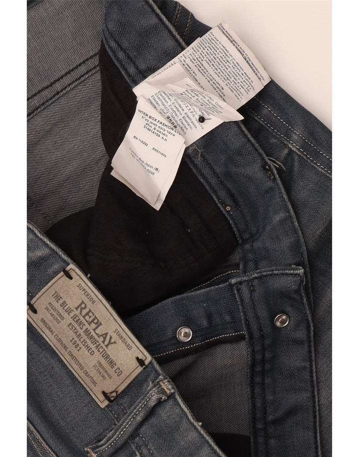 Replay Jeans Slim Masculino W33 L32 Azul Algodão