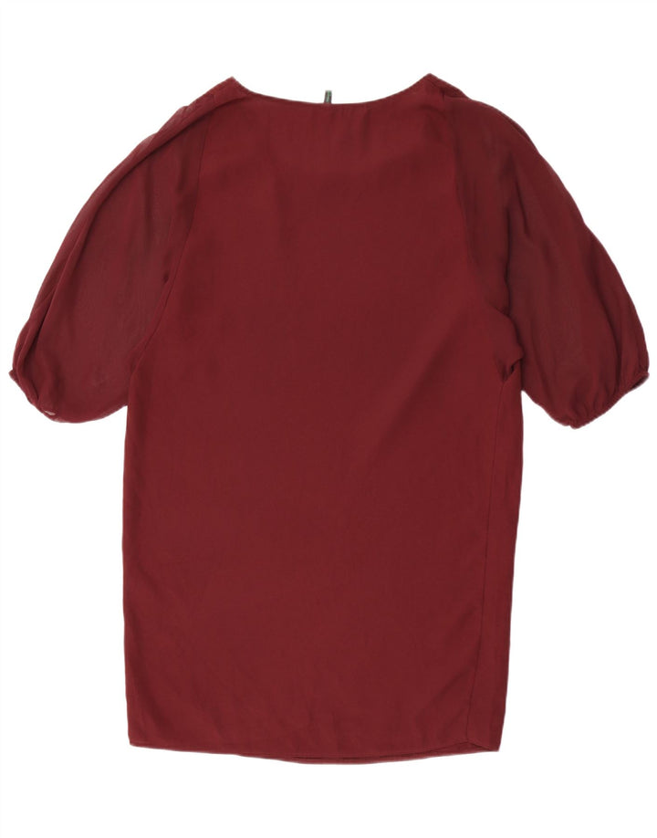Vestido feminino Benetton Oversized Shift UK 10 pequeno poliéster Borgonha