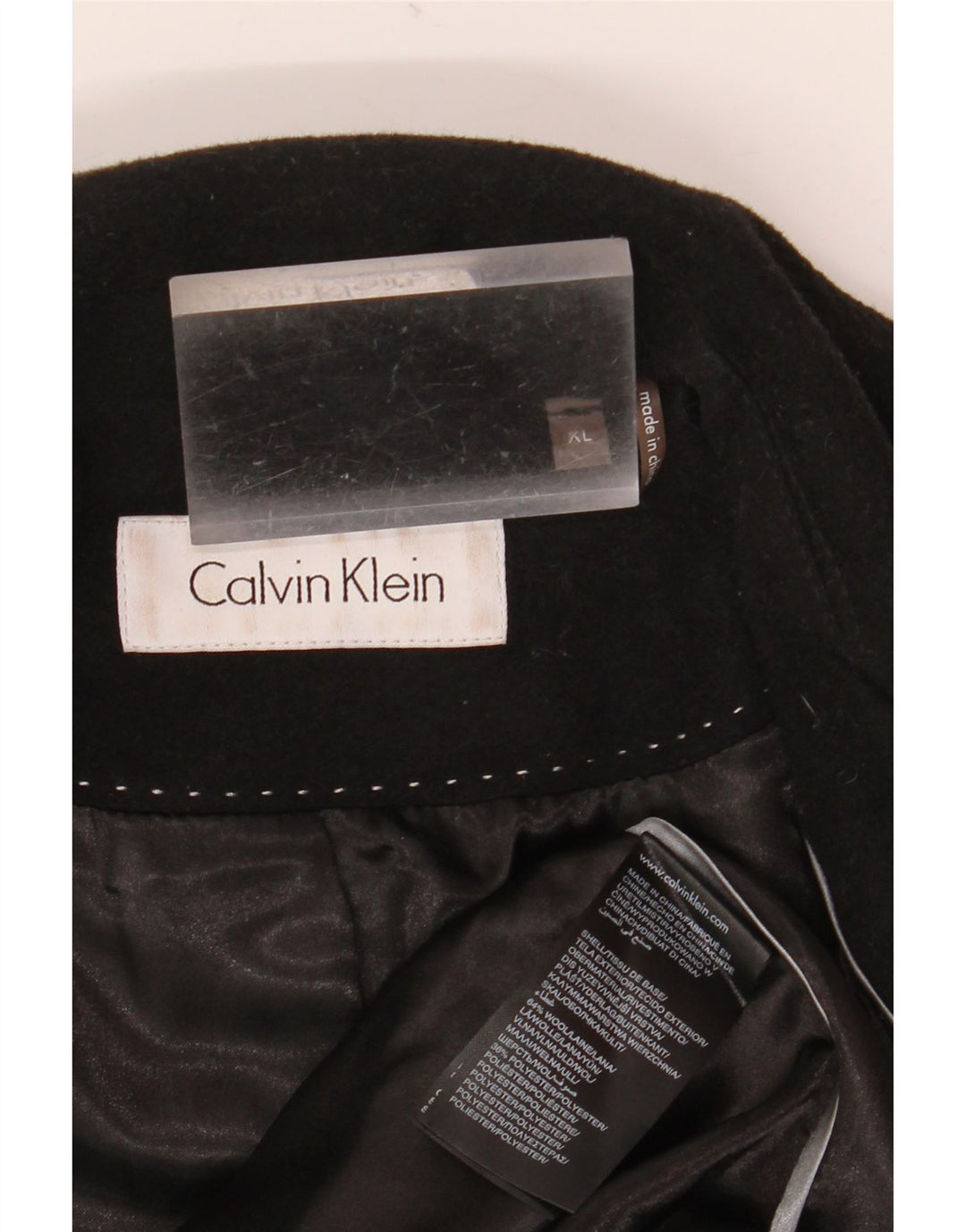 Sobretudo feminino Calvin Klein UK 18 XL lã preta