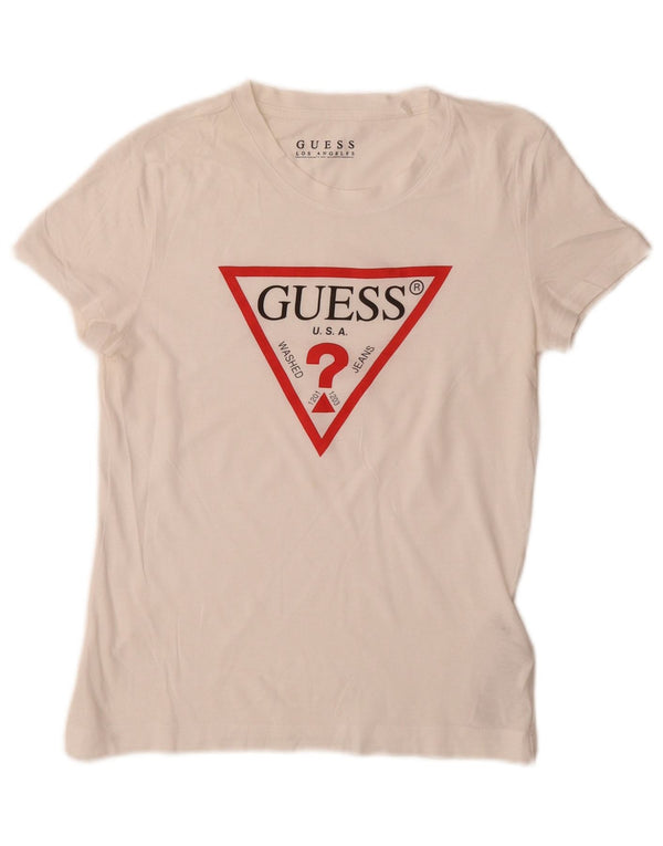 Camiseta feminina Guess com estampa gráfica UK 6 XS algodão branco