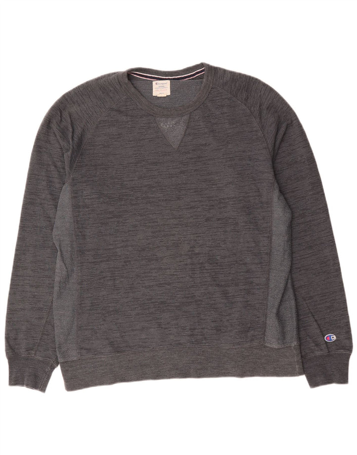 Moletom masculino Champion XL cinza manchado de algodão