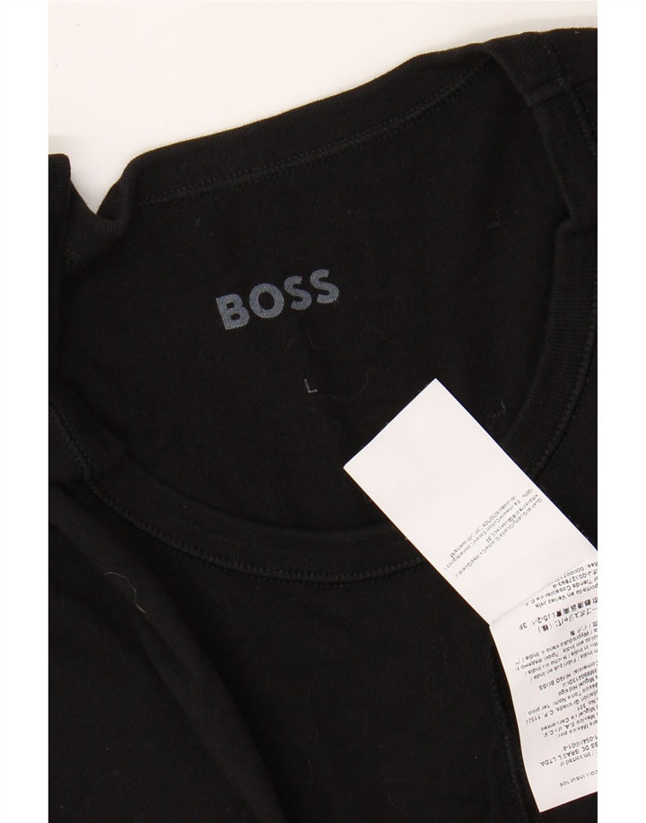 Camiseta masculina HUGO BOSS Top grande de algodão preto