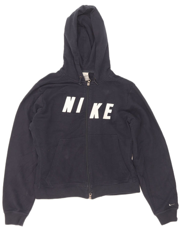 Suéter Nike feminino com capuz e zíper gráfico UK 16/18 XL azul marinho
