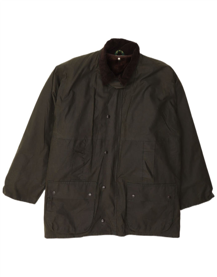 Jaqueta masculina vintage de algodão encerado UK 40 verde grande