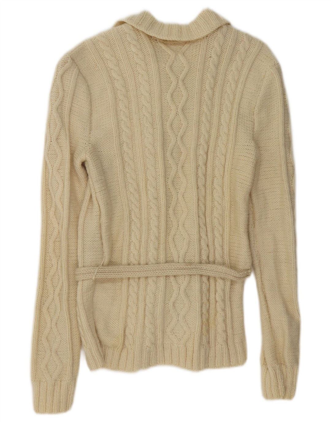Suéter Cardigan Feminino Vintage UK 14 Médio Bege