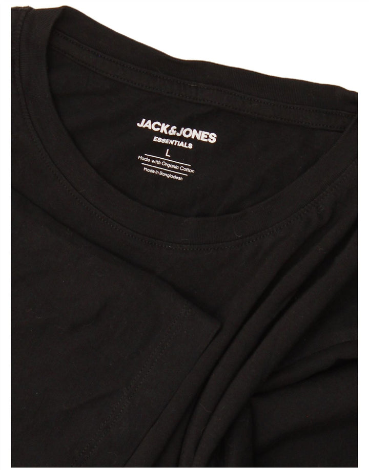 Camiseta masculina Jack & Jones grande algodão preto