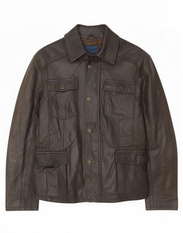 Jaqueta de couro masculina vintage UK 42 XL marrom