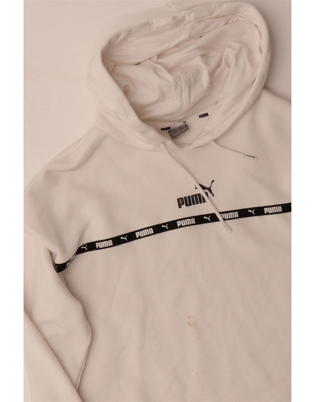 PUMA feminino oversized crop gráfico moletom com capuz Reino Unido 14 médio algodão branco