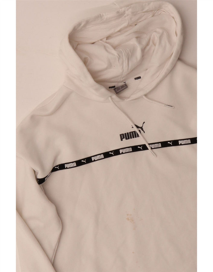 PUMA feminino oversized crop gráfico moletom com capuz Reino Unido 14 médio algodão branco