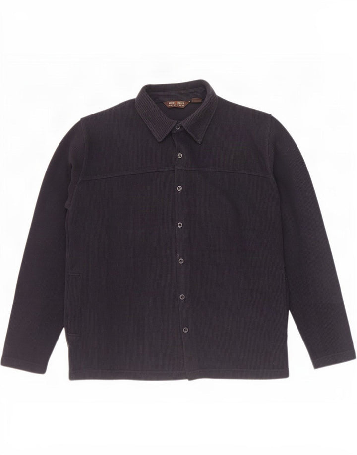 Zara Camisa masculina overshirt média azul marinho algodão