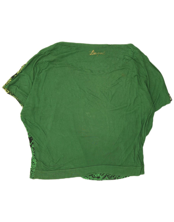Blusa oversized feminina Desigual UK 16 grande verde paisley viscose