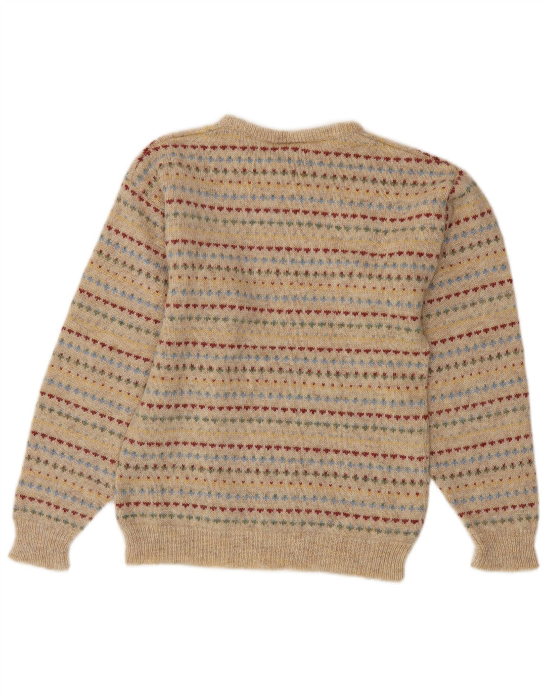 Suéter feminino LAURA ASHLEY com gola redonda Reino Unido 10 pequeno bege Fair Isle