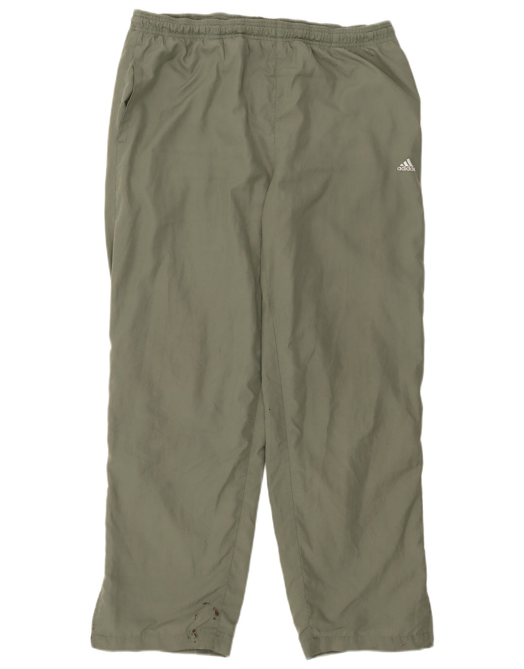Calça de treino masculina Adidas UK 44/46 grande poliéster cáqui