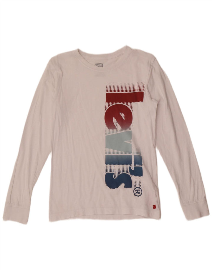 Top gráfico Levi's Boys manga comprida 13-14 anos algodão branco