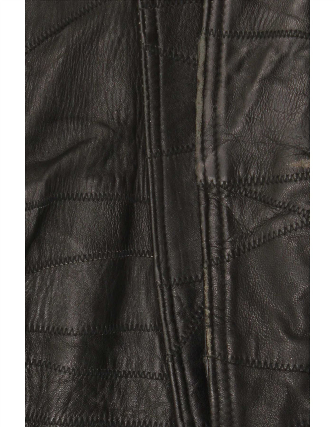 Jaqueta de couro gráfica masculina vintage UK 40 patchwork preto grande