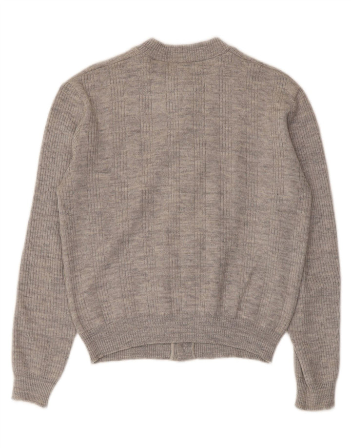 Suéter Cardigan Feminino Vintage UK 14 Cinza Médio