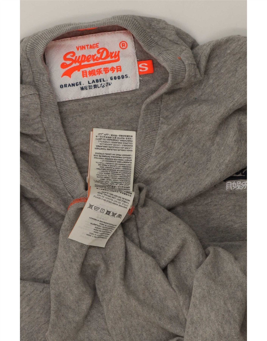 Top masculino Superdry manga comprida pequeno algodão cinza
