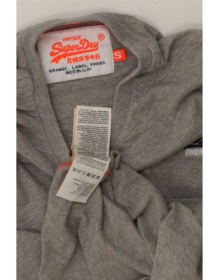Top masculino Superdry manga comprida pequeno algodão cinza
