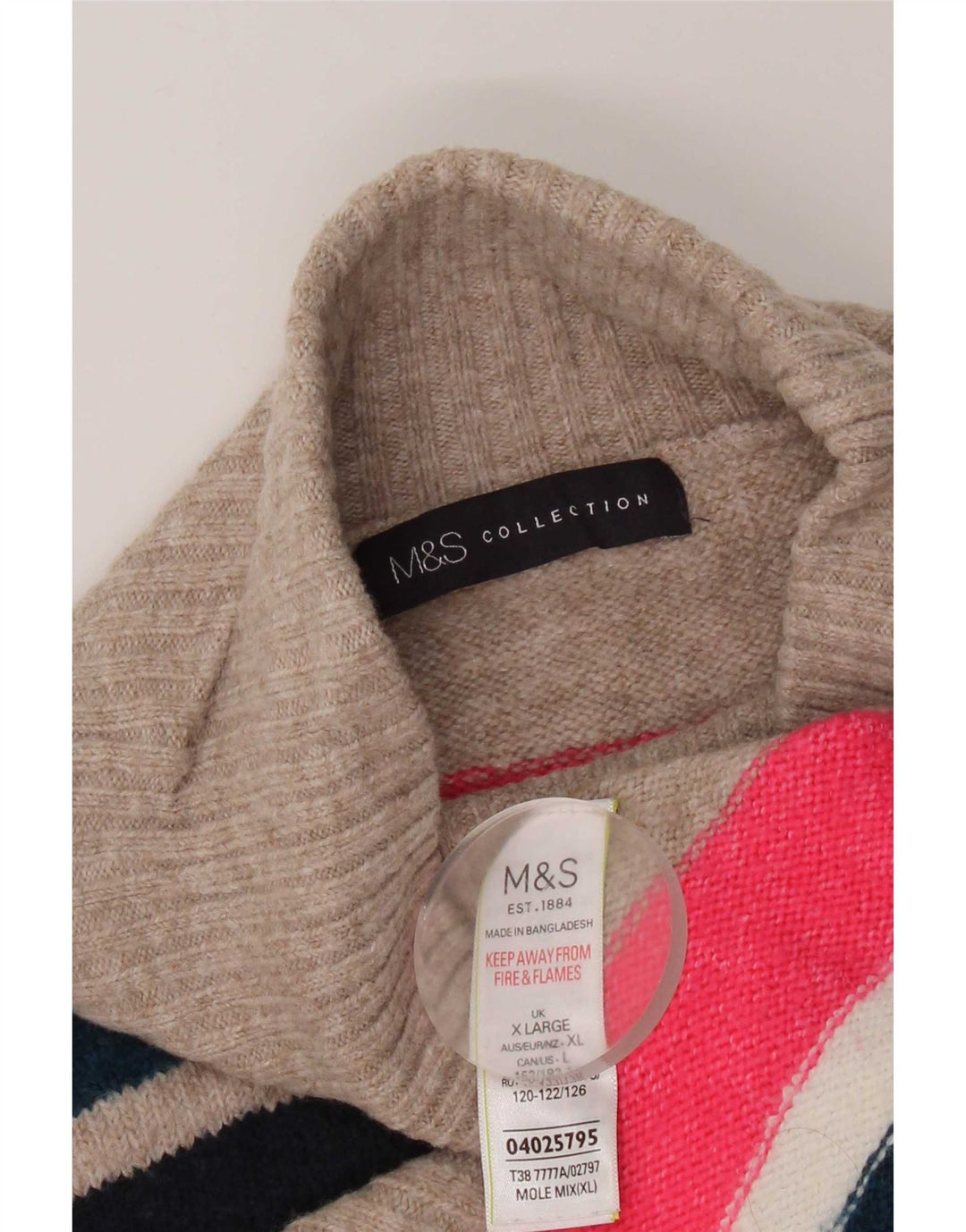 Suéter feminino Marks & Spencer com gola redonda Reino Unido 18 XL multicolorido